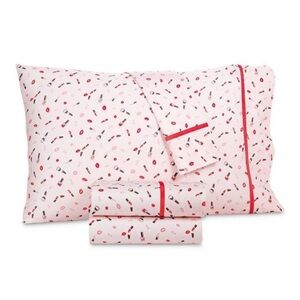 Martha Stewart Whim 100% Cotton 250TC Makeup Sheet Set Fitted & Flat Twin & Case